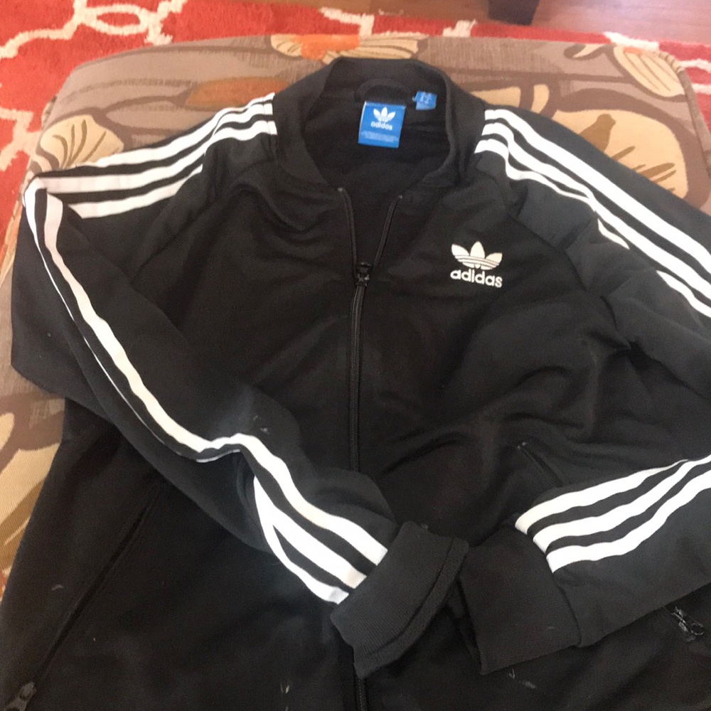 Adult Small Adidas Black and White zip up Jacket